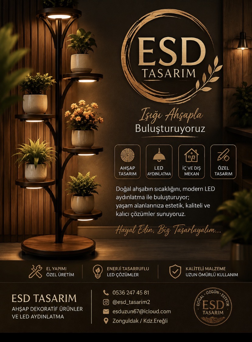 Raflı Ahşap LED Lambader